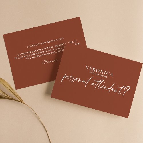 Modern Terracotta Personal Attendant Proposal Card