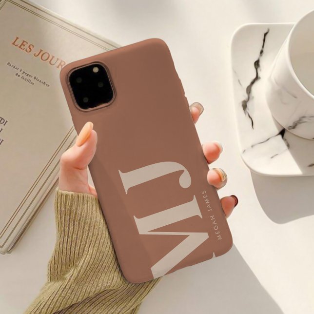 Modern Terracotta Personalized Monogram  Case-Mate iPhone Case (Creator Uploaded)
