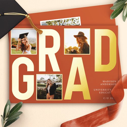 Modern Terracotta Photo Graduation Announcement