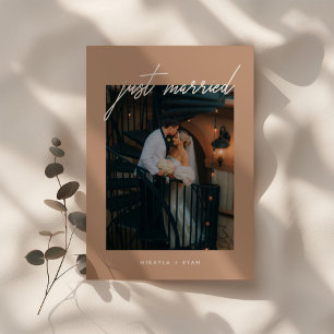 Modern Terracotta Photo Wedding Elopement Announcement