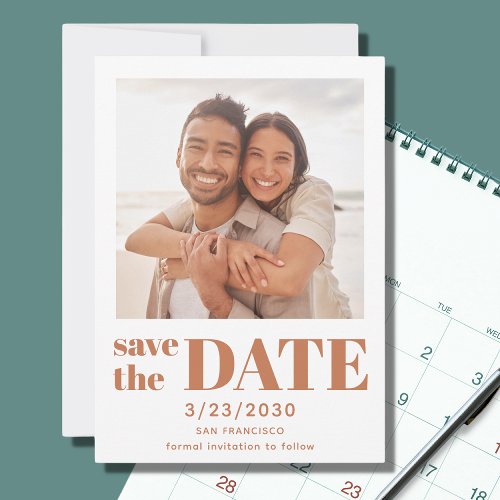 Modern Terracotta Photo Wedding Save The Date