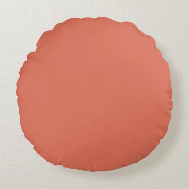 Modern Terracotta Plain Solid Color Round Pillow (Front)
