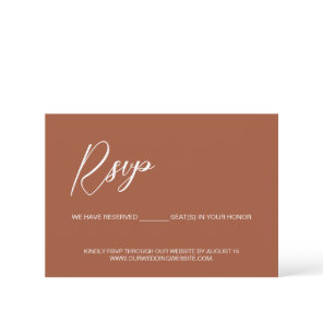 Modern Terracotta QR Code reserved seats wedding RSVP Card