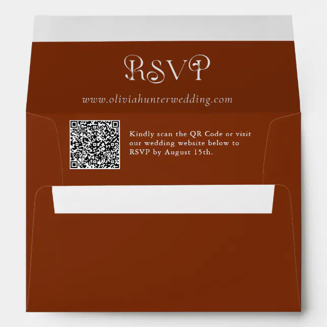 Modern Terracotta QR Code Wedding Envelope | Zazzle