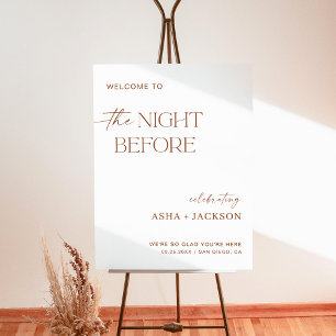 Modern Terracotta Rehearsal Dinner Welcome Sign