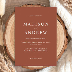 Modern Terracotta Rust Elegant Wedding Invitation