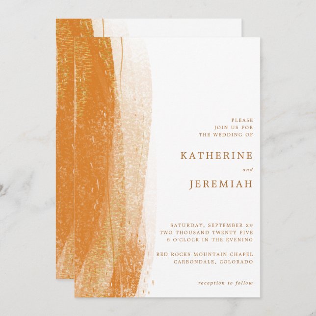 Modern Terracotta Rust Gold Foil Boho Wedding Invitation (Front/Back)