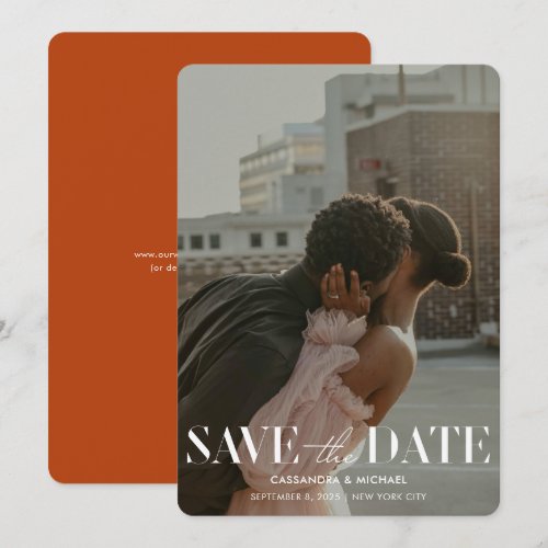Modern Terracotta Rust Red Wedding Save Date Invitation