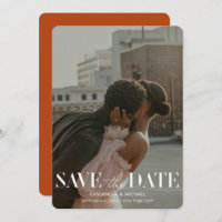 Modern Terracotta Rust Red Wedding Save Date