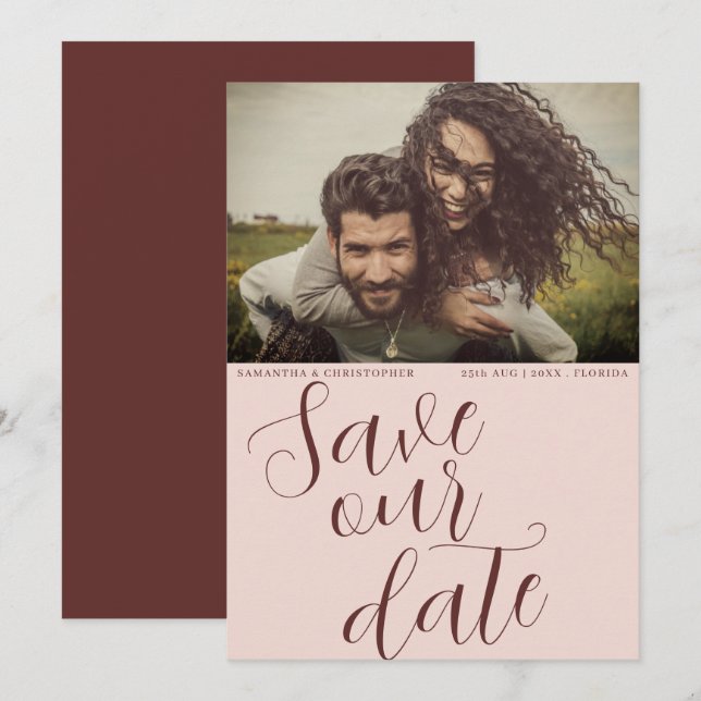 Modern Terracotta Save Our Date Wedding Save The Date (Front/Back)