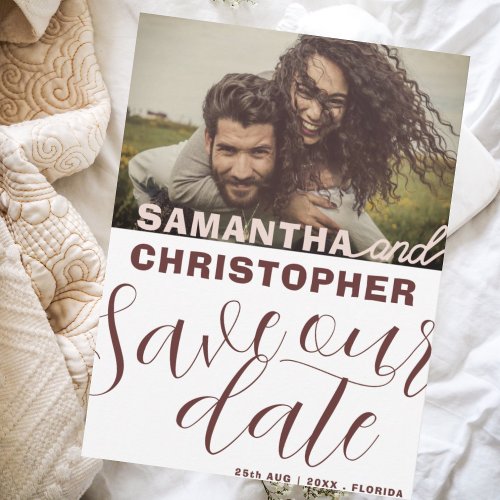 Modern Terracotta Save Our Date Wedding Save The Date