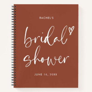 Modern Terracotta Script Calligraphy Bridal Shower Notebook