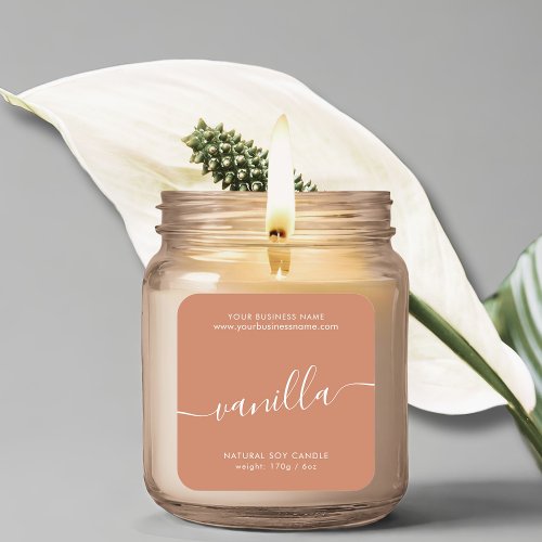 Modern terracotta script candle product label