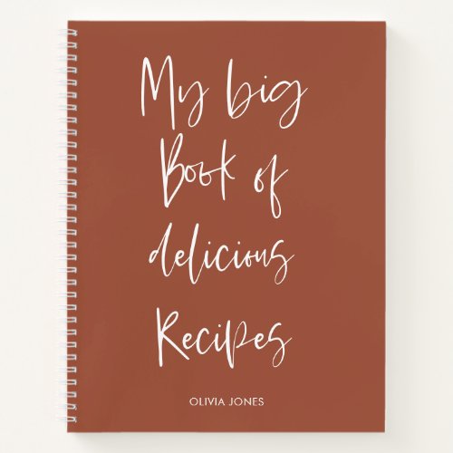 Modern Terracotta Script Cooking Recipe Kitchen Notebook