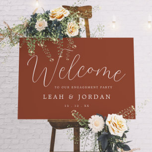 Modern Terracotta Script Engagement Party Welcome Foam Board