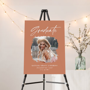 Modern terracotta script photo elegant graduation foam board
