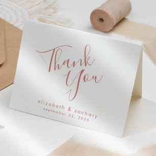 Modern Terracotta Script Wedding Thank You Card