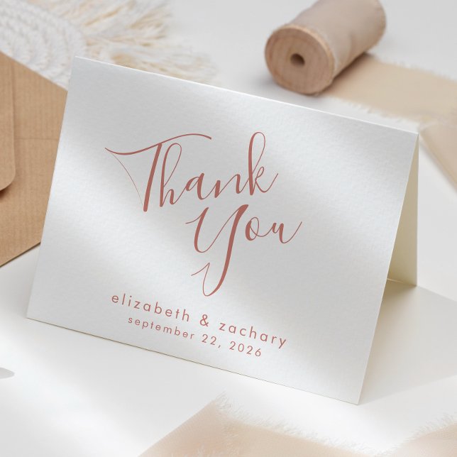 Modern Terracotta Script Wedding Thank You Card (Creator Uploaded)