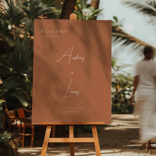 Modern Terracotta Script Wedding Welcome Foam Board (Creator Uploaded)