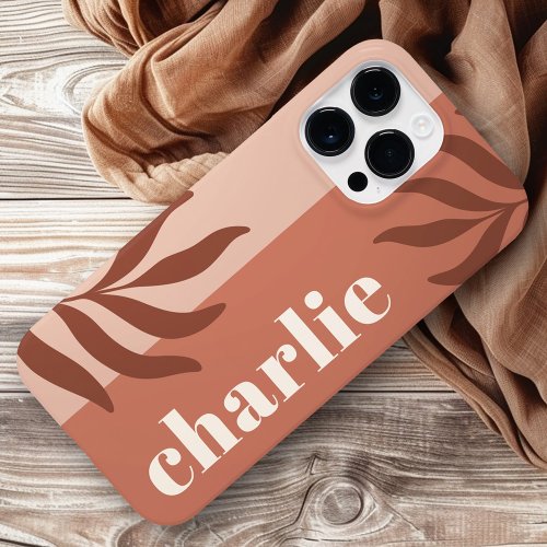 Modern terracotta shades vertical name botanical Case_Mate iPhone 14 pro max case