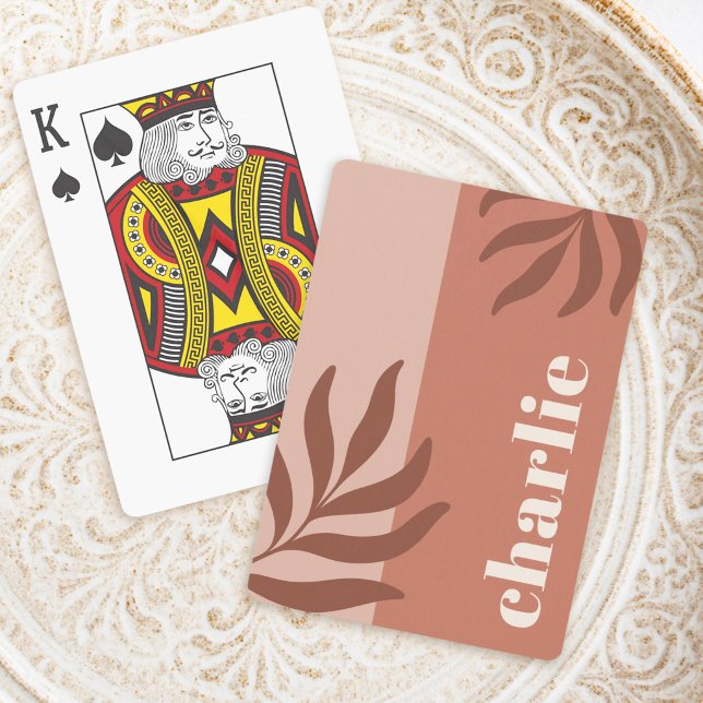 Modern terracotta shades vertical name botanical poker cards (Modern terracotta shades vertical name botanical poker cards)