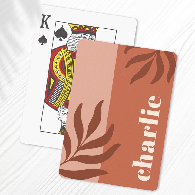 Modern terracotta shades vertical name botanical poker cards (Creator Uploaded)