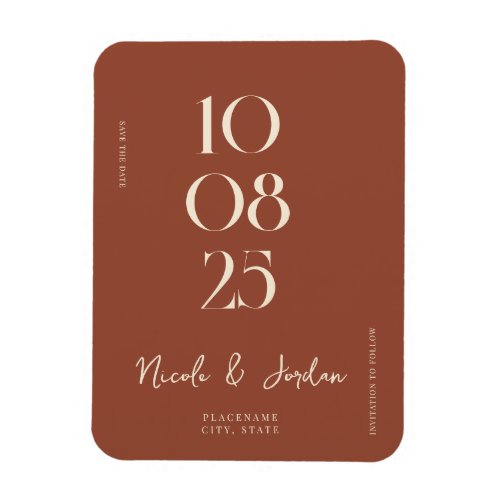 Modern Terracotta Simple Chic Save the Date Magnet