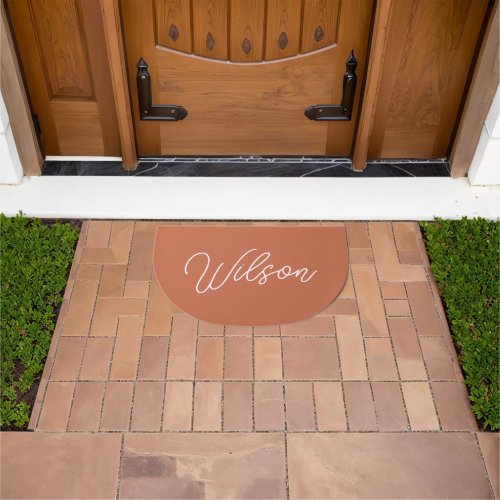  Modern Terracotta Simple Name Handwriting Script Doormat