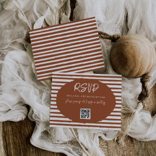 Modern Terracotta Stripe Wedding RSVP Card