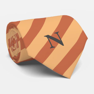 modern terracotta stripes monogram   neck tie