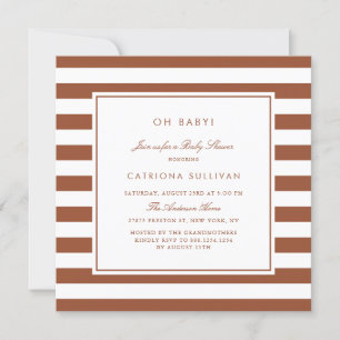 Modern Terracotta Stripes Pattern Baby Shower Invitation