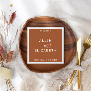Modern Terracotta Stylish Personalized Wedding Napkins