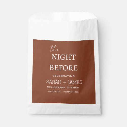 Modern Terracotta the Night Before Wedding Party  Favor Bag