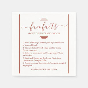 Modern terracotta typography Fun Facts wedding  Napkins