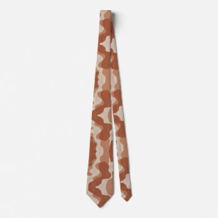 Modern Terracotta Wave Earth Tone Abstract Neck Tie