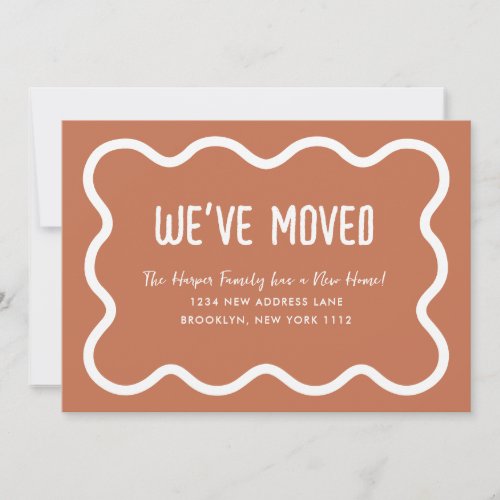 Modern Terracotta Wavy Border We've Moved Moving Announcement