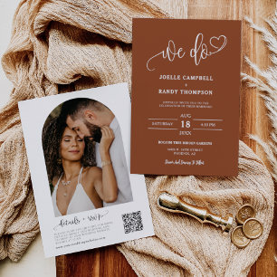 Modern Terracotta We Do Fall Wedding QR Code Photo Invitation