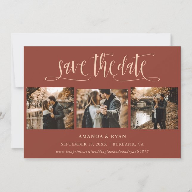 Modern Terracotta Wedding Photo Save The Date (Front)