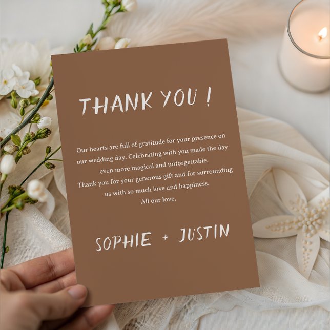 Modern Terracotta Wedding Thank You Card (Creator Uploaded)