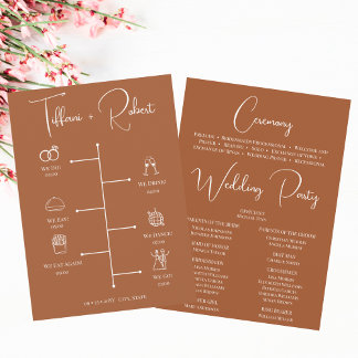Modern Terracotta Wedding Timeline Icons Program