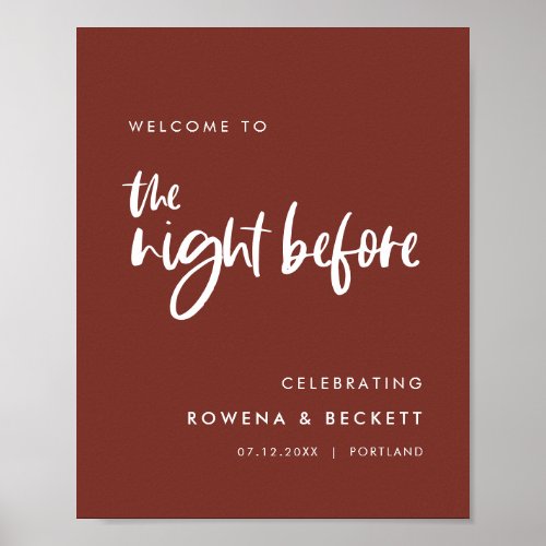 Modern terracotta Welcome to the night before Poster