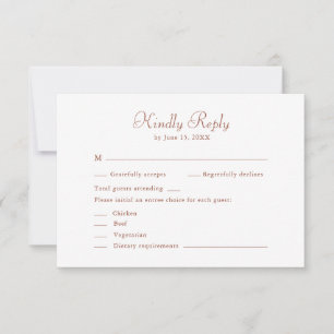 Modern Terracotta & White Minimalist Wedding RSVP Card