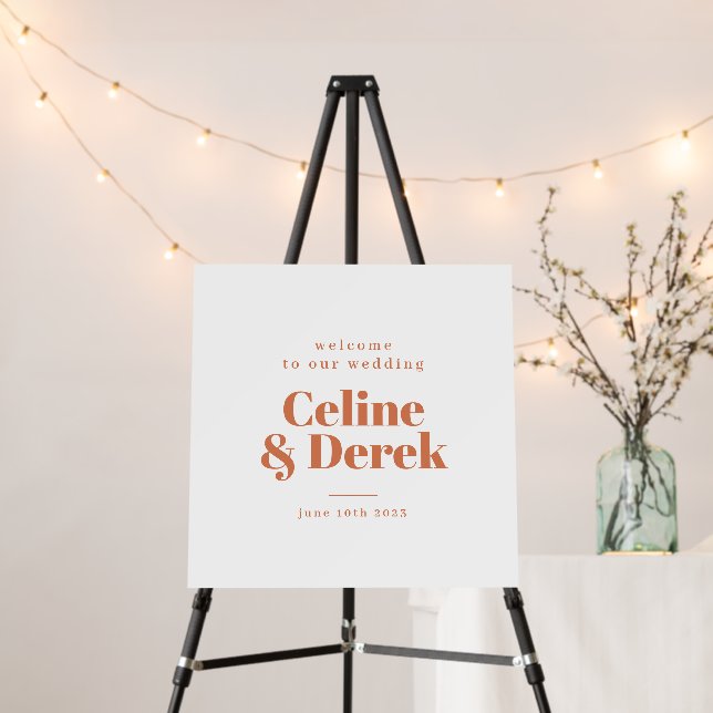 Modern Terracotta White Terracotta Wedding Sign (In Situ (Stand))