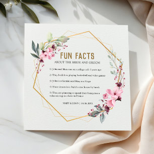 Modern Terrarium Pink Floral Fun Facts Wedding Napkins