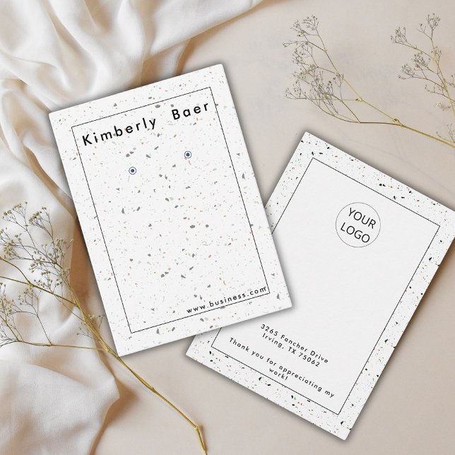 Modern Terrazzo Logo Earring Display Business Card (Creator Uploaded)