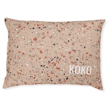 Modern Terrazzo Marble Pattern Name Pet Bed by Fur_and_Fetch at Zazzle