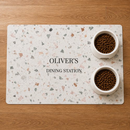 Modern Terrazzo Minimalist Custom Cat Food Mat