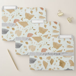 Modern Terrazzo Pattern Earth Tone Neutrals File Folder