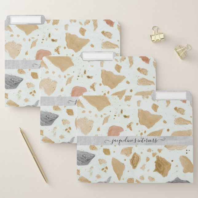 Modern Terrazzo Pattern Earth Tone Neutrals File Folder (Set)