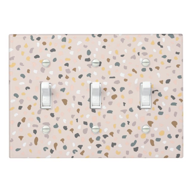 Modern Terrazzo Pattern Soft Neutral Light Switch Cover (In Situ)